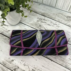 Stingray Skin Trifold Long Wallet